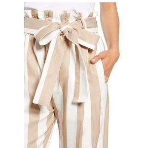POINT SUR PAPERBAG PANTS IN A KHAKI STRIPE SZ 4  NWT